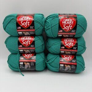 Red Heart Soft 100% Acrylic 5oz Skeins Deep Sea Lot of 6 NEW